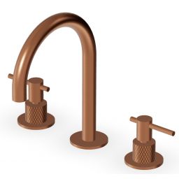 Zucchetti Helm bateria umywalkowa stojąca 3-otworowa miedź szczotkowana/radełkowanie ukośne ZHL515.XP91G3