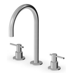 Zucchetti Helm bateria umywalkowa stojąca 3-otworowa stal nierdzewna szczotkowana/radełkowanie pionowe ZHL516.XG2