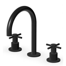 Zucchetti Helm bateria umywalkowa stojąca 3-otworowa czarny szczotkowany/radełkowanie ukośne ZHM515.XP81G3