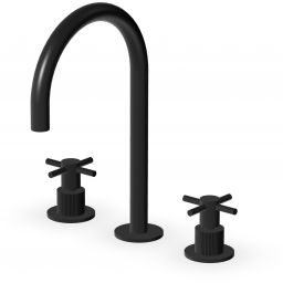 Zucchetti Helm bateria umywalkowa stojąca 3-otworowa czarny szczotkowany/radełkowanie pionowe ZHM516.XP81G2