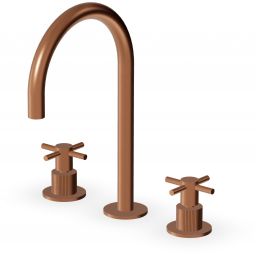 Zucchetti Helm bateria umywalkowa stojąca 3-otworowa miedź szczotkowana/radełkowanie pionowe ZHM516.XP91G2