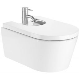 Zestaw Roca Inspira Round bidet wiszący z pokrywą wolnoopadającą biały (A357525000, A80652200B)