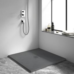 Balneo Stone Tray brodzik 90x90 cm kwadratowy kompozyt ciemnoszary STFDG909025