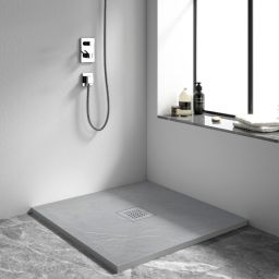 Balneo Stone Tray brodzik 90x90 cm kwadratowy kompozyt jasnoszary STFLG909025