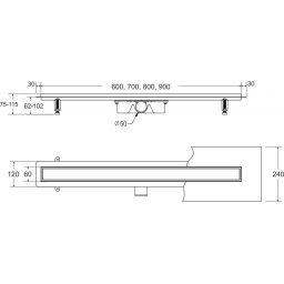 Besco Virgo Duo odpływ prysznicowy 60 cm chrom szczotkowany OL-60-VD