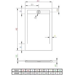 Radaway Teos F brodzik prostokątny 140x90 cm antracyt HTF14090-64