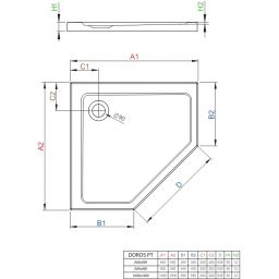 Radaway Doros PT brodzik pięciokątny 80x80 cm biały SDRPT8080-01-04S