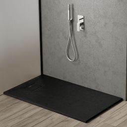 Oltens Bergytan brodzik 120x80 cm prostokątny RockSurface czarny mat 15103300