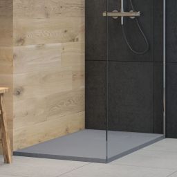 Oltens Bergytan brodzik 120x80 cm prostokątny RockSurface szary beton 15103700