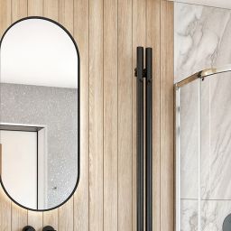 Oltens Nordlis lustro 40x90 cm owalne z oświetleniem od tyłu z matą grzewczą czarny 64113300