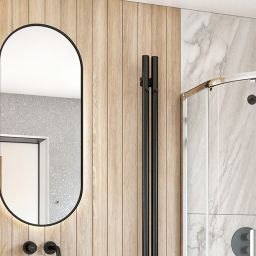 Oltens Nordlis lustro 50x120 cm owalne z oświetleniem od tyłu z matą grzewczą czarny 64114300