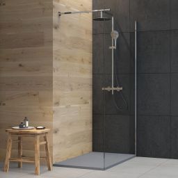 Oltens Bergytan brodzik 120x90 cm prostokątny RockSurface szary beton 15104700