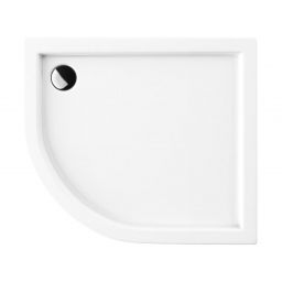 Outlet - Omnires Riverside brodzik 80x90 cm półokrągły prawy biały połysk RIVERSIDE80/90/PBP