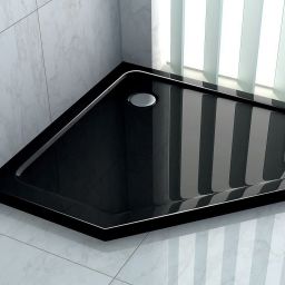 Rea Diamond brodzik pięciokątny 90x90 cm czarny REA-K8543