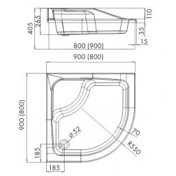 Schedpol Go Baby brodzik 90x90 cm półokrągły z siedziskiem biały 3.039