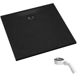 Schedpol Majestic Black Stone brodzik kwadratowy z syfonem 80x80 cm czarny 3.3500/C/ST-M6/C