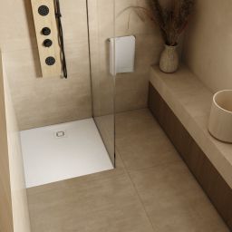 Schedpol Majestic White Stone brodzik kwadratowy z syfonem 90x90 cm biały 3.3501/B/ST-M6/B