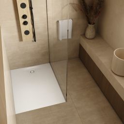 Schedpol Majestic White Stone brodzik prostokątny z syfonem 100x90 cm biały 3.3515/B/ST-M6/B