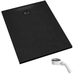 Schedpol Majestic Black Stone brodzik prostokątny z syfonem 100x90 cm czarny 3.3515/C/ST-M6/C