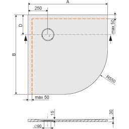 Sanplast Structure Mineral brodzik 90x90 cm półokrągły BP-M/STRUCTURE biały 645-360-0430-01-010