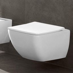 Villeroy & Boch Venticello combi-Pack miska WC wisząca bez kołnierza CeramicPlus z deską wolnoopadającą Weiss Alpin 4611RSR1