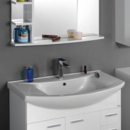 Aqualine Zero umywalka 86x50 cm półokrągła ścienna-meblowa biała 6085