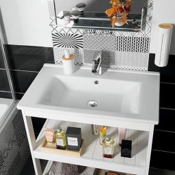 Aqualine Zuno umywalka 75x45 cm prostokątna ścienna-meblowa biała 9075