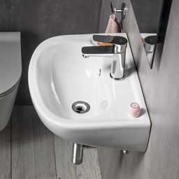 Isvea Small umywalka 45x35 cm ścienna półokrągła biała 10TP71045