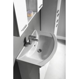 Aqualine Zero umywalka 65x46 cm półokrągła ścienna-meblowa biała 6065