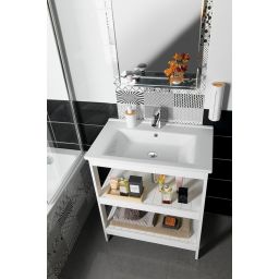 Aqualine Zuno umywalka 75x45 cm prostokątna ścienna-meblowa biała 9075