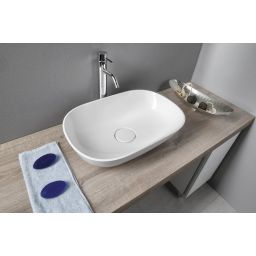 Sapho Eridan umywalka 50x35 cm prostokątna nablatowa biała ER500