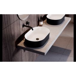 Besco Lova umywalka 53x34 cm owalna nablatowa biała-czarna #UMM-LBW-N