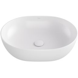 Besco Moya umywalka 48,5x35 cm owalna nablatowa biała UNC-49-MOB