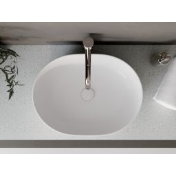 Besco Moya umywalka 48,5x35 cm owalna nablatowa biała UNC-49-MOB