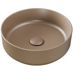 Besco Clea umywalka 34,6 cm okrągła nablatowa mokka matt UNCM-35-CLM
