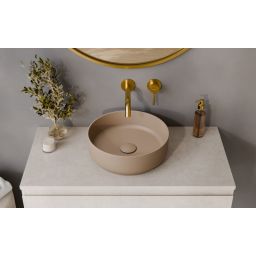 Besco Clea umywalka 34,6 cm okrągła nablatowa mokka matt UNCM-35-CLM