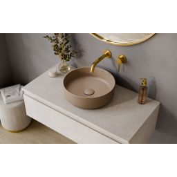 Besco Clea umywalka 34,6 cm okrągła nablatowa mokka matt UNCM-35-CLM