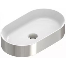 Catalano Gold & Silver umywalka 50x35 cm owalna nablatowa biała-srebrna 0122500041