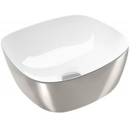 Catalano Green umywalka 40x40 cm kwadratowa nablatowa biała-srebrna 0622400041