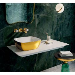 Catalano Green umywalka 40x40 cm kwadratowa nablatowa biała-złota 0622400042