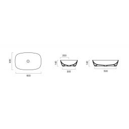 Catalano Green Lux umywalka 60x40 cm nablatowa owalna czarny/złoty 160APGRLXNO
