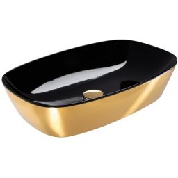 Catalano Green Lux umywalka 60x40 cm nablatowa owalna czarny/złoty 160APGRLXNO