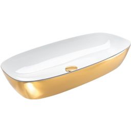 Catalano Green umywalka 80x40 cm owalna nablatowa biała-złota 0622800042