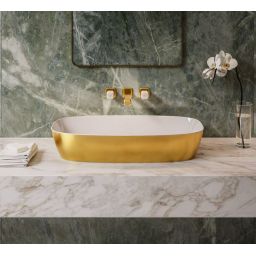 Catalano Green umywalka 80x40 cm owalna nablatowa biała-złota 0622800042