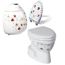 Creavit Kid miska kompaktowa WC dla dzieci ze zbiornikiem z deską sedesową i mechanizmem spustowym biały/wzór (CK30011CB00EFF00, CK40000CB00EFF00, KC0802011, IT1025)