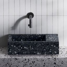 Clou Flush umywalka 36x18 cm prostokątna ścienna-nablatowa czarna CL/03.80031