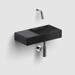 Clou Vale umywalka 38x19 cm prostokątna ścienna-nablatowa czarna CL/03.30161.L