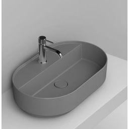Ceramica Dolomite Noemi umywalka 65x40 cm owalna nablatowa szara matowa D312045