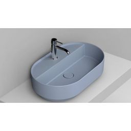 Ceramica Dolomite Noemi umywalka 65x40 cm owalna nablatowa niebieska matowa D312071