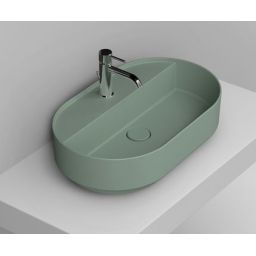 Ceramica Dolomite Noemi umywalka 65x40 cm owalna nablatowa zielona matowa D312075